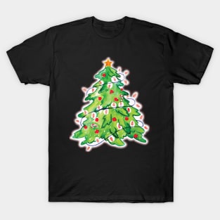 Christmas tree with decorations in T-Shirt